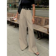 Elevate Your Wardrobe With These Timeless Beige Trousers. Perfect For Events, Or Casual Outings. Belt Not Included. Composition: 80% Polyester, 20% Rayon Design: Plain Style: Casual, Elegant Thickness: Regular Sheer: No Material: Woven Fabric Occasion: Leisure, Work Pants Length: Long Pants Stretch: Non-Stretch Fit Type: Regular Fit Keywords: Beige Trousers, Wide-Leg Pants, Office Wear, Elegant Pants, Versatile Trousers, Professional Attire, Business Casual, Neutral Color Pants, Women's Slacks, Tan Dress Pants Outfit, Beige Slacks Outfit Women, Beige Formal Pants, Formal Outfits For Women Events, Cream Pants Outfit, Business Casual Neutral, Women's Slacks, Beige Dress Pants, Slacks Outfit