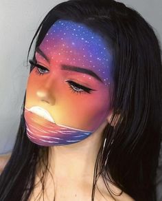 Sunset Makeup, Amazing Halloween Makeup, Halloween Makeup Inspiration, Cool Makeup Looks, Colorful Eye Makeup, Makeup Eye Looks