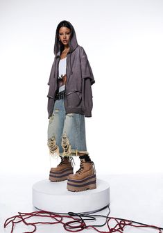 In a washed cotton jersey with an oversized fit. Drawstring ties, long sleeves, kangaroo pockets, raw edges, Darker Wavs logo on the back, and front zip closure with “D” logo charm. D Logo, Pride Outfit, Romantic Outfit, Cowgirl Outfits, New Dolls, Oversized Hoodie, Lookbook Outfits, Oversize Hoodie, Goth Fashion