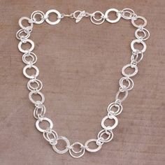 925 Sterling Silver Modern Chain Necklace from Bali - Stellar Rings | NOVICA Modern Silver Jewelry, Silver Jewelry Diy, German Silver Jewelry, Sterling Silver Bangle Bracelets, Fine Silver Jewelry, Silver Jewelry Earrings, Sterling Silver Chain Necklace, Silver Bangle Bracelets, Sterling Silver Bangles