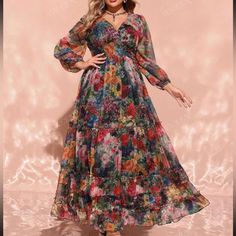 Vintage Style Floral Long Sleeve Frill Trim Maxi Dress Boutique Brand Women’s Apparel Standard Boutique Sizing Tags Shown As Letters. Sizing Chart: Plus Sizes: Size 12w= 0xl Size 14w= 1xl Size 16w = 2xl Size 18w = 3xl Size 20w = 4xl !!*Please Note*!! This Is A Pre-Order Item And Requires A Longer Than Usual Shipping Time. Please Allow 7-14 Business Days Before Shipping. Please Consider This Time Frame Before Placing Your Order. Preorder Items Are Not Eligible For Cancellation. Thank You For Your Military Ball Gowns, Boutique Maxi Dresses, Back To School Fashion, Best Dresses, Lantern Sleeve Dress, Trim Dress, Plus Size Vintage, Dress Elegant, Lantern Sleeve