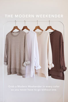 The Modern Weekender is the cozy essential you’ll wear year-round and want in every color. Trendy French Terry Crew Neck Tops, Oversized Super Soft Tops For Fall, Trendy Soft-washed French Terry Tops, Comfortable Super Soft Top For Fall, Comfy Soft Knit Tops With Relaxed Fit, Super Soft Comfortable Top For Fall, Everyday Comfy Tops With Soft Texture, Comfy Everyday Tops With Soft Texture, Trendy Soft-washed Sweatshirt For Layering