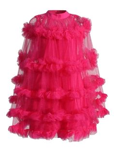 Tulle Dress With Ruffles For Dress-up, Spring Tulle Dress With Ruffled Skirt, Spring Dresses With Attached Cancan And Voluminous Skirt, Flowy Ruffle Dress For Spring Party, Pink Tulle Ruffle Dress For Summer, Pink Dress With Ruffle Hem And Voluminous Skirt, Spring Ruffle Dress With Ruffled Skirt For Dress-up, Voluminous Skirt Dress For Prom Season Party, Ruffled Tulle Dress For Dress-up Occasions