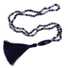 The Self Awareness Intention Necklace is made with Iolite, Eagle Eye, Sodalite, and Sardonyx stones along with a Blue Tigers Eye main focal stone. The unique combination of these powerful stones brings a sense of deep strength from within that allows you to trust your intuition and voice, along with a feeling of optimism and hope. Materials include: 6mm Iolite, Eagle Eye, Sodalite, and Sardonyx beads 42mm (1.75") Blue Tigers Eye focal stone 3.5" luxe, silky, deep blue tassel indigo colored C-Lon thread Necklace Length: 30" to main stone; 34.5" total. Necklace Length Guide Blue Tigers Eye is a symbol of strength. It calls on courage, deepens willpower, and helps those who wear it to overcome all kinds of challenges in their lives. Iolite has been used by shamans to enhance their ability to Sardonyx Stone, Trust Your Intuition, Necklace Length Guide, Thread Necklace, Symbols Of Strength, Blue Tigers, Indigo Colour, Eagle Eye, Blue Tassel