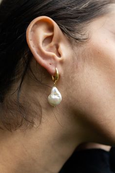 ARTE Large Baroque Pearl Earrings, Fireball Pearl Earrings, Natural Real Baroque Pearl Earrings, Bridal Earrings, Anniversary Gift - Etsy Baroque Pearls Earrings, Baroque Pearl Earrings For Pierced Ears, Single Baroque Pearl Earring In Pear Shape, Single Pear-shaped Baroque Pearl Earring, Baroque Pearl Charm Earrings, Fresh Water Pearl Earrings, Pearl Earrings Handmade, Real Pearl Earrings, Earrings Aesthetic