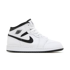 Nike Air Jordan 1 Mid Gs 'White Black' Sneakers Size: 6w Condition: Nwb Premium Materials, Soft Cushioning And A Padded Ankle Collar Offer Support For Little Feet And Celebrate The Shoe That Started It All. Cupsole Construction Padded Collar Colour Shown: White/White/Black/Black Black And White Nike Jordans, Casual Nike Air Force 1 White With Contrast Sole, Casual Nike Air Force 1 With Contrast Sole, White Low-top Jordan Shoes For Streetwear, White High-top Nike Air Force 1 With Contrast Sole, White Jordan Shoes For Streetwear, White Mid-top Jordan Shoes For Streetwear, White High-top Sneakers With Cushioned Footbed For Streetwear, White Urban Lace-up Jordan Shoes