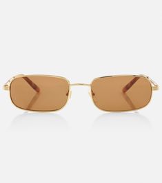 Rectangular sunglasses in gold - Gucci | Mytheresa Rectangular Sunglasses, Gucci Accessories, Gold Sunglasses, Tortoise Shell, Color Names, Brown Gold, Square Sunglasses, Sunglasses Accessories, Designing Women