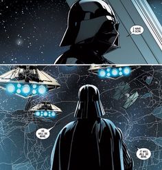 darth vader and his spaceships are in the sky with stars above them