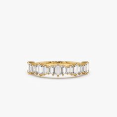 Diamond Ring / 14k Gold Graduating Baguette Diamond Ring / Half Eternity Baguette Diamond Stackable Ring by Ferkos Fine Jewelry - Etsy Baguette Cut Diamond Promise Ring Jewelry, Gift Emerald Cut Eternity Band With Baguette Diamonds, Gift Emerald Cut Baguette Diamond Eternity Band, Fine Jewelry Eternity Band With Baguette Diamonds, Emerald Cut Eternity Band With Baguette Diamonds, 14k Gold Baguette Rings With Baguette Diamonds, Diamond Baguette Jewelry With Prong Setting, Baguette Diamond Jewelry With Prong Setting, Gold Half Eternity Baguette Ring