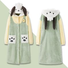 Brand New Super Warm Pochacoo Plush Pajamas Soft Green And Yellow Cozy Night Gown Cosplay Sleepwear Hoodie Robe Pochacco Pajama One Size Fits Us M-L Green Long Sleeve Nightgown For Loungewear, Cute Cotton Nightgown With Long Sleeves, Cute Cotton Long Sleeve Nightgown, Green Long Sleeve Nightgown For Sleep, Casual Long Sleeve Yellow Sleepwear, Yellow Long Sleeve Sleepwear For Lounging, Kawaii Long Sleeve Sleepwear For Loungewear, Kawaii Cotton Sleepwear For Winter, Cute Green Sleepwear For Bedtime