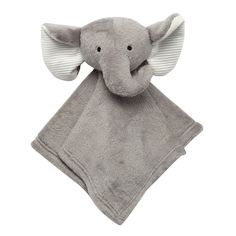 a gray elephant blanket with white ears