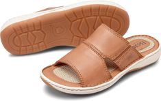 Born Wichita in Tan Cymbal - Born Mens Sandals on Bornshoes.com Leather Slip-on Sandals For Beach, Slip-on Open Toe Sandals With Stitched Sole, Leather Closed Toe Sport Sandals For Beach, Brown Leather Sport Sandals For Vacation, Leather Slip-on Sandals With Removable Insole, Comfortable Slip-on Sandals With Rubber Sole, Leather Slip-on Sport Sandals For Beach, Leather Slip-on Open Toe Slides, Leather Open Toe Slip-on Slides