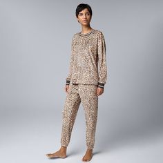 Cozy up in this silky smooth women's Simply Vera Vera Wang Long Sleeve Pajama Top & Pajama Bottoms Set. Click on this INTIMATES & SLEEPWEAR GUIDE to find the perfect fit and more! Cozy up in this silky smooth women's Simply Vera Vera Wang Long Sleeve Pajama Top & Pajama Bottoms Set. Click on this INTIMATES & SLEEPWEAR GUIDE to find the perfect fit and more! FEATURES Set includes: top and pants Top: scoopneck, long drop-shoulder sleeves, elastic cuffs, banded hem Pants: 2 pockets Unlined Silky ve Vera Wang Collection, Hem Pants, Cuffed Joggers, Petite Size Chart, How To Hem Pants, Simply Vera Wang, Pajama Bottoms, Simply Vera, Jogger Set