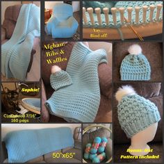 there are many different knitted items on this page