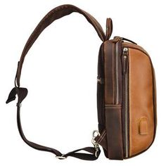 Woosir Mens Shoulder Crossbody Bag Brown Brown Chest Bag With Zipper For Daily Use, Brown Shoulder Bag With Anti-theft Pocket, Brown Chest Bag For Daily Use, Portable Brown Satchel Chest Bag, Brown Portable Backpack For Everyday Use, Brown Everyday Use Backpack, Brown Satchel Chest Bag For Business, Business Brown Crossbody Chest Bag, Brown Crossbody Chest Bag For Business