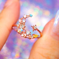 Details: 18K Rose Gold Plated Adjustable Size Anti-tarnish, anti-allergy, nickel-free. Designed in USA Unicorn Ring, Ring Luxury, Style Kawaii, Kawaii Jewelry, Jewelry Lookbook, Fancy Jewelry, Shiny Things, Princess Style, Cute Rings