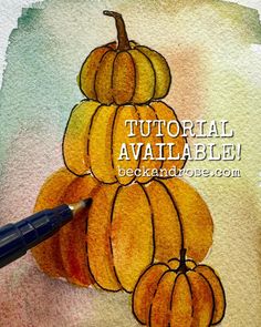 a watercolor drawing of some pumpkins on a piece of paper with the words, tutor