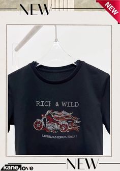 Fashion Summer Beaded Motorcycle Short Sleeve T-shirt Beaded Motorcycle, Fashion Summer, T Shirt Design, Product Name, Summer Fashion, Shop Now, T Shirts, T Shirt, Free Shipping