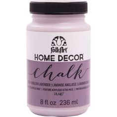 a bottle of chalk paint with the words home decor chalk on it's side