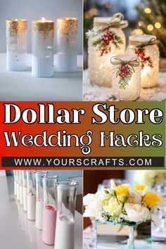 dollar store wedding favors with candles and flowers