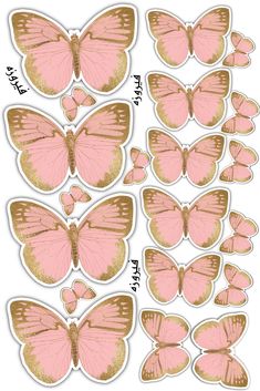 pink and gold butterfly stickers on a white background with the words, butterflies are all in