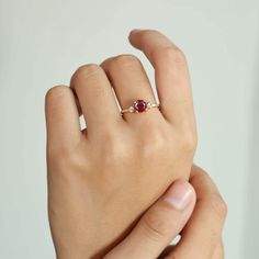 Round Red Rose ruby ring for women, Minimalist ring, Vintage ruby ring, Purpose ring, Promise ring, Gemstone jewelry, Gemstone ring, 925 Sterling silver ring, Gold ring, Gift for her. *Other Similar Jewelry Available Here* https://www.etsy.com/shop/AreebaJewelry Details:- Gemstone - Ruby  Stone Color - Natural Red  Stone Setting - Prong Quality - AAA Grade Ring Size - 4 US TO 9 US Available Type - 100% Natural  Shipping service - Free worldwide shipping service About AreebaJewelry:- AreebaJewelr Vintage Ruby Ring, Ruby Ring Vintage, Silver Ring Wedding, Rose Rouge, Gold Filled Ring, Ruby Stone, Ring Minimalist, Minimalist Ring, Minimalist Rings