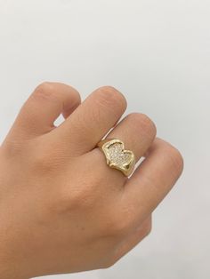 -14k Heart Ring  -100% gold  -Size 7  -Yellow gold  -Cubic Zirconia  -Item sold by piece. Weight undeterminable. Heart-shaped Yellow Gold Diamond Ring, Luxury 14k Gold Heart Ring With Vs Clarity, Hallmarked Heart-shaped Diamond Ring, Diamond Heart Ring Hallmarked, Gold Diamond Ring With Round Cut, Gold Diamond Ring Stamped 14k For Valentine's Day, Gold Tarnish Resistant Round Cut Diamond Ring, Valentine's Day Diamond Heart Ring, Hallmarked, Valentine's Day Diamond Heart Ring Hallmarked