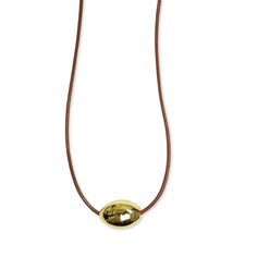 18k Gold-Plated Brass Draw cord closure Leather Cord Length approx. 25" Elegant Gold Necklace With Adjustable Cord, Adjustable Gold Necklace With Silk Cord, Elegant Gold Necklace With Sliding Knot, Elegant Leather Necklace With Adjustable Cord, Minimalist Leather Jewelry With Adjustable Cord, Classic Gold Leather Jewelry, Adjustable Gold Leather Jewelry, Gold Silk Cord Necklaces As Gift, Gold Silk Cord Necklaces For Gifts