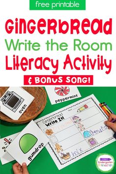 the gingerbread write the room library activity with free printables for kids to use