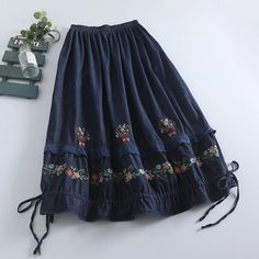 Material: Acrylic, COTTON, Linen Size Length (cm) Length (inches) Hip (cm) Hip (inches) Waist (cm) Waist (inches) One Size 86 cm 33.86 inches 148 cm 58.27 inches 66-108 cm 26.00-42.52 inches Embroidered Skirts, Embroidered Denim Skirt, Cottagecore Clothes, Mori Kei, Modest Dresses Casual, Blue Denim Skirt, Mini Dress Formal, Denim Skirt Women, Model Outfits