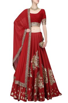 Deep Red Wedding Lehgna Choli by Panache Haute Couture Orang India, Indian Lehenga Choli, Indian Outfits Lehenga, Designer Bridal Lehenga, Indian Bridal Lehenga, Boda Mexicana, Lehenga Online, Hippy Chic, Red Lehenga