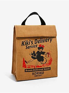 Studio Ghibli Kiki's Delivery Service Lunch Bag Kikis Delivery Service Broom, Graphic Advertising, Studio Ghibli Kiki's Delivery Service, Ghibli Kiki's Delivery Service, Kikis Delivery Service, Brown Paper Lunch Bags, Paper Lunch Bags, Kiki Delivery, Kiki's Delivery Service