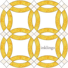 the design for an ornament in yellow and white, with words inkling on it