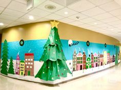 Nutcracker School Hallway Decorations, Christmas Themed School Hallways, Decorate School Hallways For Christmas, Hallway Christmas Decor School, North Pole School Hallway, Whoville Christmas Decorations School, Christmas Village School Hallway, Christmas Village Classroom Door