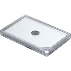 a clear plastic box with a button on it