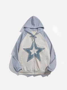 Star Patchwork, Patchwork Hoodie, Top Streetwear Brands, Aelfric Eden, Hoodie Oversize, Oversize Fashion, Clothing Details, Oversized Style, Blue Hoodie