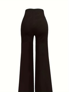 Romildi Solid Wide Leg Pants, Casual High Waist Buttons Long Length Pa – Moxge&Romildi Black Wide Leg Elastane Yoga Pants, High Waist Black Leggings With Elastic Waistband, Black Stretch Dress Pants Trousers, Black Stretch Dress Pants, High Stretch Black Bottoms With Elastic Waistband, Black High Stretch Bottoms With Wide Waistband, Fitted Black Long Pants, Black Wide Leg Trousers In Elastane, Black Wide Leg Elastane Dress Pants