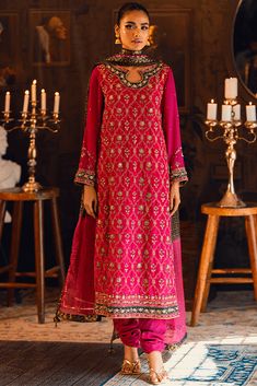 Pareesa (Three Piece) - Restocked – Zaaviay Global Pakistani Eid Dresses, Silk Pant, Shirt Trouser, Designer Party Dresses, Gota Work, Eid Dresses, Eid Collection, Organza Dupatta, Silk Dupatta