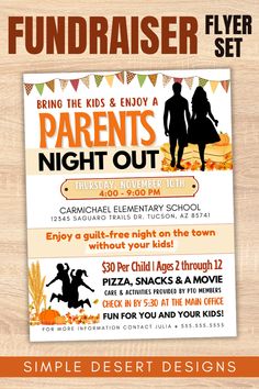 the flyer for an event featuring children's night out