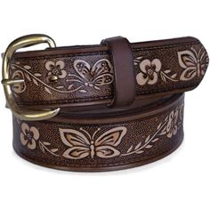 Product Details Fabric Type 100% Leather Care Instructions Dry Cloth Clean Origin Made In Usa About This Item Best Belts Ever - The 5517 Women's Belt Comes With A 1" Wide Medium Brown Two Tone Butterfly And Floral Embossed. It Is Great For All Ages Made In Usa - Each Belt Is Made 100% From Locally Raised Cattle Of Handcrafted One Solid Piece Of Full Grain Leather. Colors Can Vary Due To The Nature Of Natural Leather Goods, Item May Appear Slightly Different Then Pictured. High-Performance Materi Gucci Marmont Belt, Tan Leather Belt, Mazzy Star, Branded Belts, Studded Belt, Brown Belt, Women's Belt, Genuine Leather Belt, Leather Silver