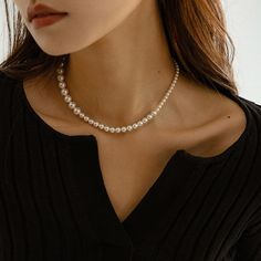 This Ivory Pearl Choker Necklace is a modern style necklace with anti-allergic and durable finish that makes it blend with any outfit. Chic White Necklace With Clavicle Chain, Chic White Clavicle Chain Necklace, Elegant White Beaded Choker Necklace, White Chain Necklace With Pearl Pendant And Round Beads, White Clavicle Chain Necklace For Everyday, White Classic Clavicle Chain Necklace, White Pearl Choker Chain Necklace, Trendy White Pearl Choker Necklace, Classic White Necklace For Everyday