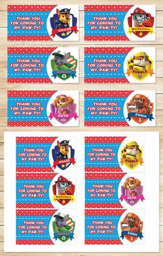 the paw patrol birthday party printables are on display for everyone to see in this set