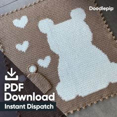 a crocheted teddy bear blanket is shown with the text, instant dipatch