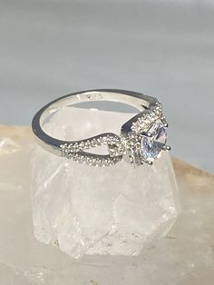 "Cocktail ring sparkling CZ's evening dress sterling silver women girls Size 9.75 Weight. 3.5g Length 5/16\" Width 5/16\" Thinnest part of band 1/8\" Free Shipping & Free Postal Insurance Delivered in a Gift Box If you do not want the ring polished and want to leave the natural patina please let me know at the time of purchase as I do polish rings before I ship rings out. Thanks Free First Class shipping and postal insurance is included. If you want to upgrade to priority kindly pay an addit Adjustable Sparkling Rings For Wedding, Elegant Sparkling Adjustable Ring, Elegant Adjustable Sparkling Ring, Elegant Sparkling Cubic Zirconia Crystal Ring, Elegant Crystal Ring With Sparkle For Formal Occasions, Sparkling Open Ring For Wedding, Elegant Sparkling Crystal Promise Ring, Elegant Sparkling Round Cut Crystal Ring, Elegant Sparkling Crystal Ring For Formal Occasions