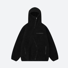 Funnel Neck Zip-Up Teddy Hoodie Winter Streetwear Fleece Jacket With Drawstring Hood, Cozy Sherpa Hoodie With Long Sleeves, Black Hooded Jacket For Winter Loungewear, Cozy Long Sleeve Sherpa Hoodie, Winter Streetwear Fleece Hoodie, Winter Streetwear Fleece Hoodie Jacket, Warm Hoodie For Streetwear, Warm Hooded Jacket For Streetwear, Warm Hoodie Outerwear For Streetwear