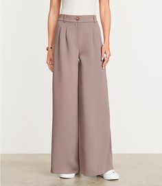 LOFT Versa Crepe Drape Palazzo Pant Palazzo Pant, Fall Clothes, Cardigan Shirt, Mock Turtleneck, Grey Pants, Gray Skirt, Palazzo Pants, Work Pants, Ann Taylor Loft