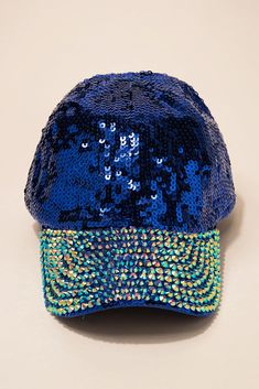 This ladies casual cap is bedazzled with sequins and rhinestones. This hat is a classic design that is lightweight and fashionable. Heads will turn as you make a statement with this hat. Size • Cap is adjustable. One size fits most• Length: 10.5 in (26.67 cm) • Width: 7 in (18 cm)• Height: 5 in (12.7 cm) Quality Cap made from 100% polyesterSequin and Studs are plastic acrylic Imported HTC594 Rhinestone Embellished One Size Baseball Cap, Rhinestone Baseball Cap One Size, Adjustable Baseball Cap With Bling, Embellished Adjustable Hat With Curved Brim, Trendy Rhinestone-embellished Cap, Trendy Rhinestone Baseball Cap, Trendy Rhinestone Cap, Trendy Party Visor Hat, Trendy Snapback Hat With Rhinestones