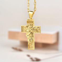 Jesus with Crown of Thorns on cross pendant necklace in gold plated or oxidized, Christian necklace for mom, Granny gift Our products are handmade and have a minimal design. All products are made of gold and silver, that is, precious and high-quality materials. Our products will complement your combinations for daily use or on special occasions and add elegance to you. You can also make your loved ones happy by gifting this beautiful product to them. As Therollerstone Team, we will continue to p Gold Cross Necklace Ideal For Gifts, Handmade Gold Cross Necklace, Gold Cross Pendant Necklace For Gift, Gold Cross Necklace For Gift, Brass Cross Pendant Necklace As Gift, Gold Plated Cross Necklace For Gift, Brass Cross Necklace As A Gift, Gold Plated Pendant Cross Necklace Gift, Handmade Gold Spiritual Cross Necklace