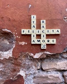 scrabble tiles spelling out the word faith on a brick wall