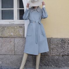 勿忘草の空色クラシカルウールコート Wool Dress, Outfits Aesthetic, Wool Coat, Women's Fashion Dresses, Medium Size, Sky Blue, Blue Sky, Sleeve Length, Womens Dresses